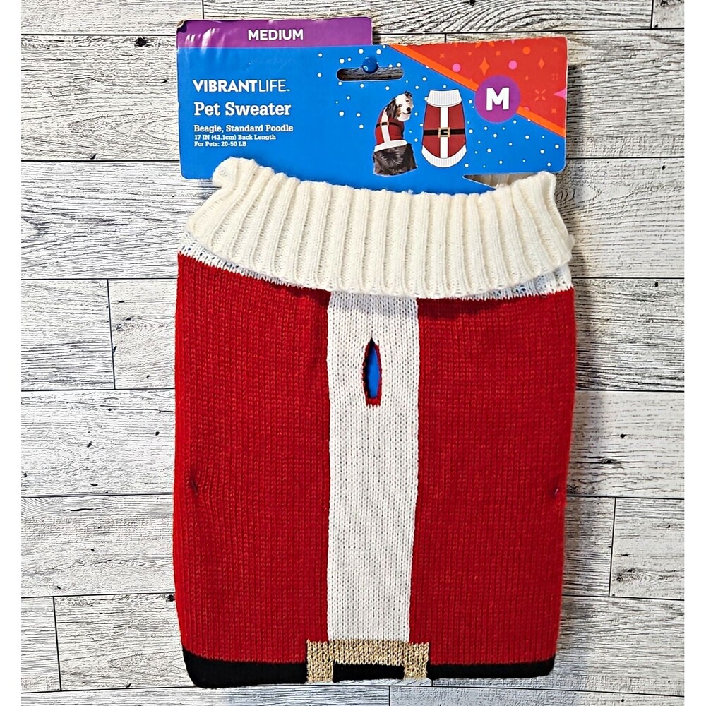 Vibrant Life Dog Sweater M Red White Black Acrylic Warm Christmas